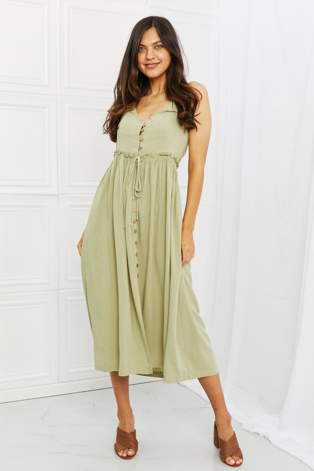 Soft & Dainty Midi Dress in Sage