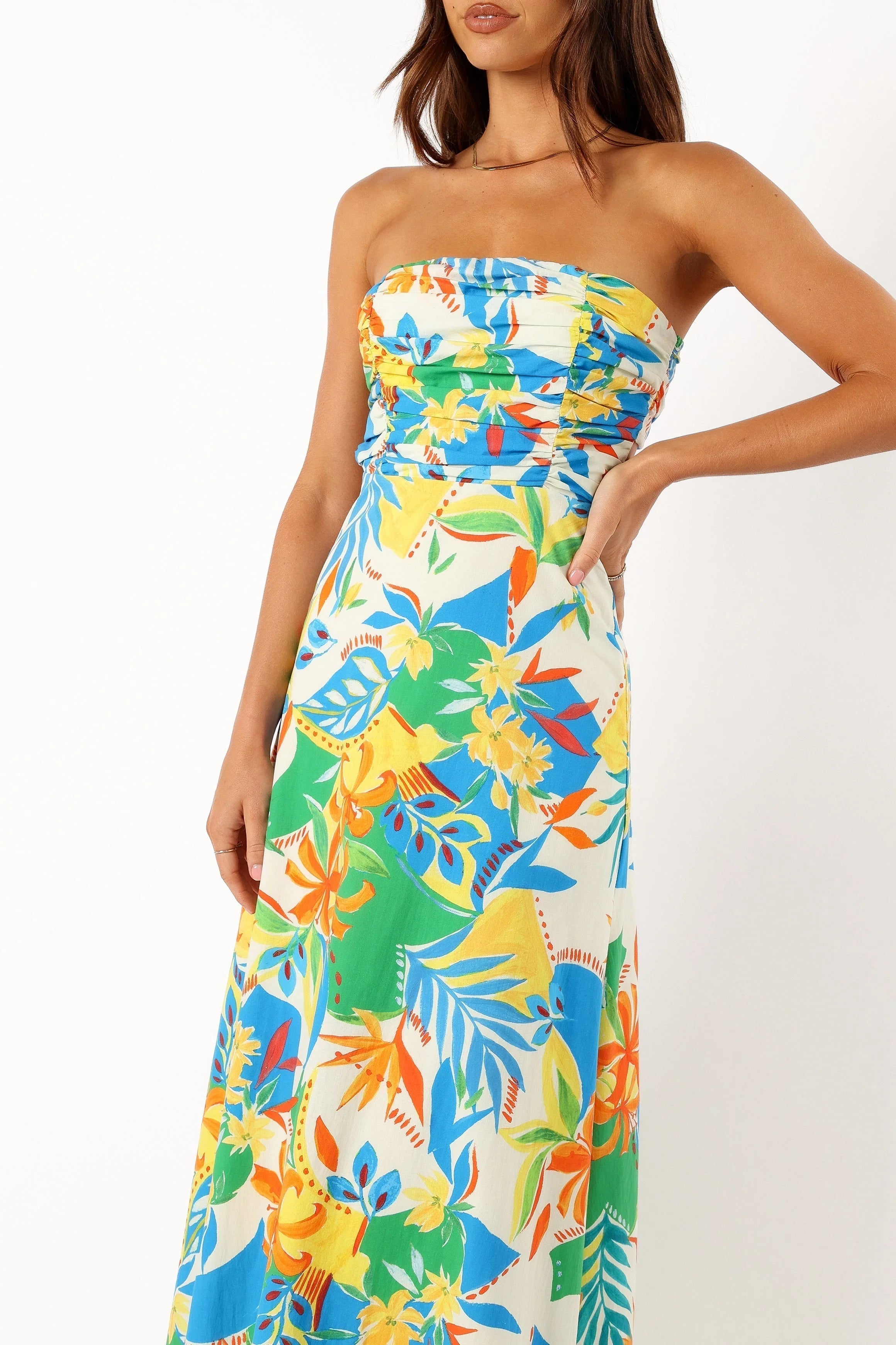 Harriet Strapless Midi Dress - Malta Print