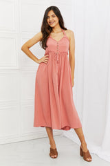 Soft & Dainty Midi Dress in French Rose