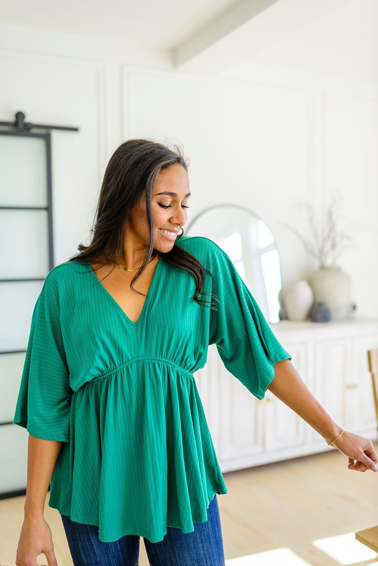 Storied Moments Draped Peplum Top