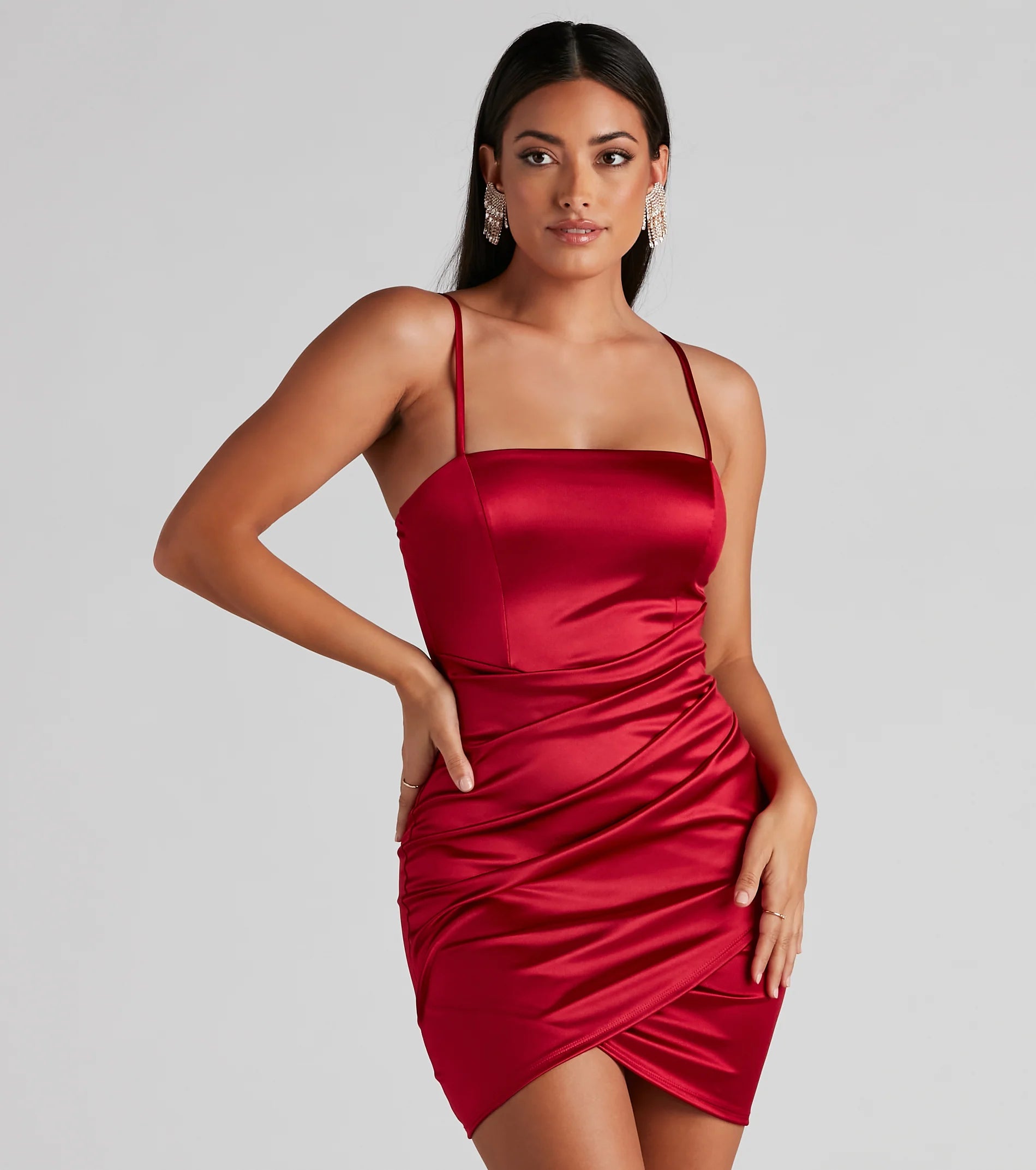 Wrapped In Stylish Satin Mini Dress