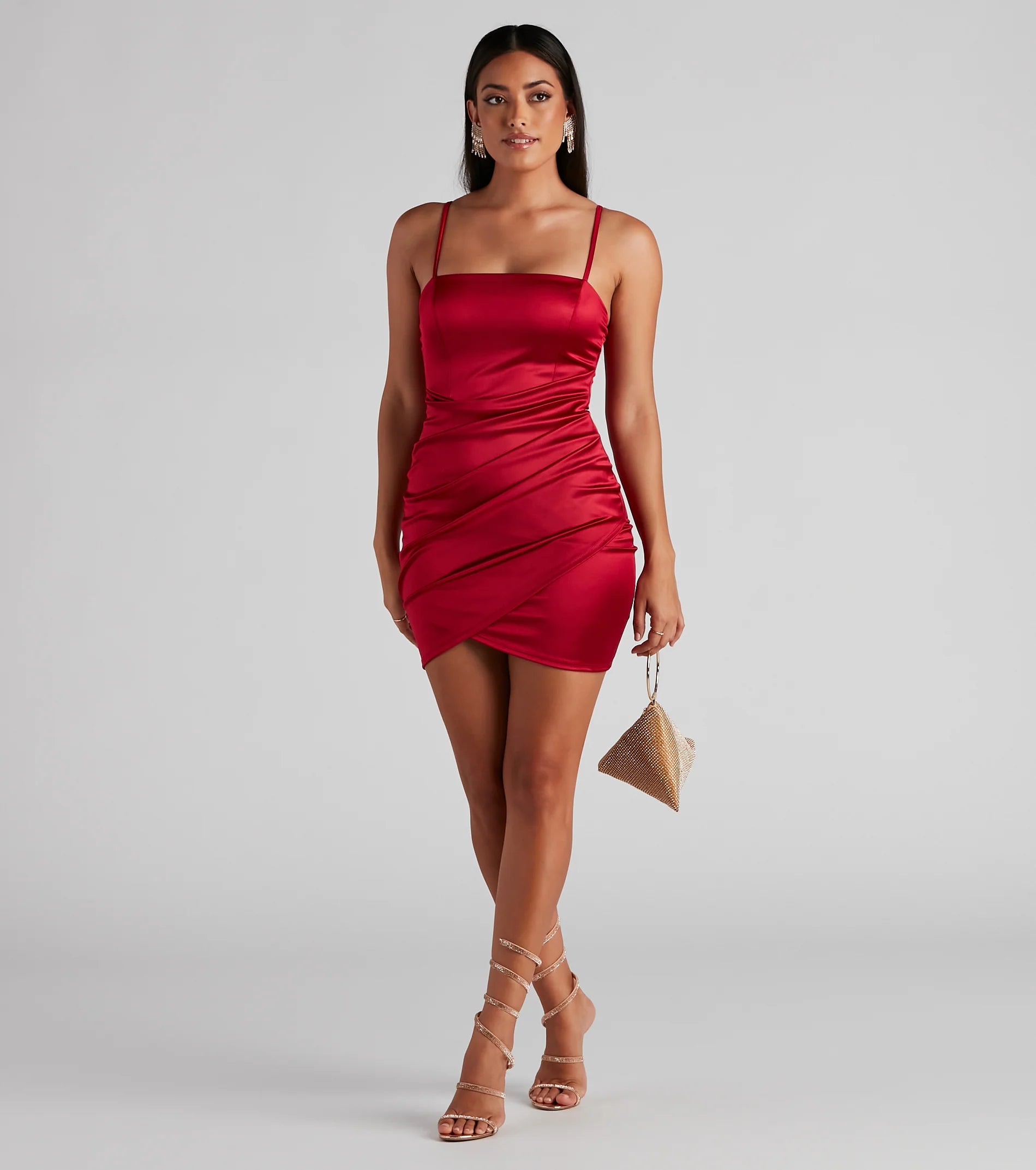 Wrapped In Stylish Satin Mini Dress