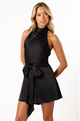 Odilia Tie Waist Romper - Black