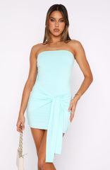 Love Me More Strapless Mini Dress Aqua