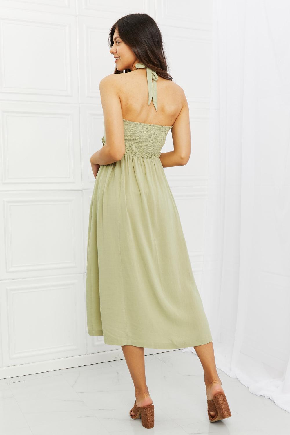 Soft & Dainty Midi Dress in Sage