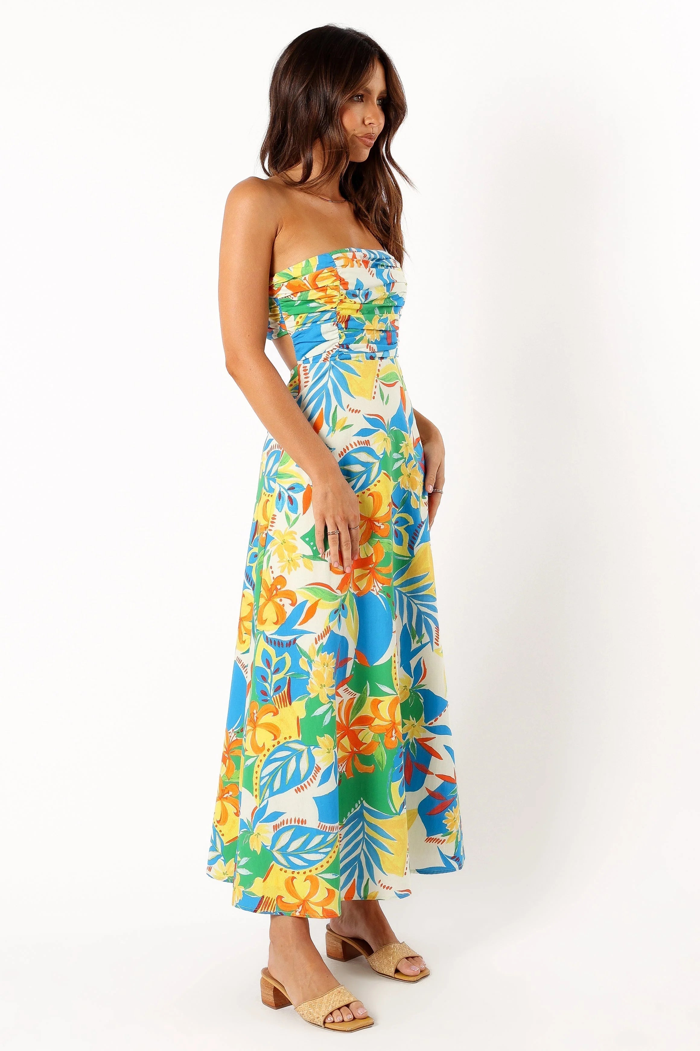 Harriet Strapless Midi Dress - Malta Print