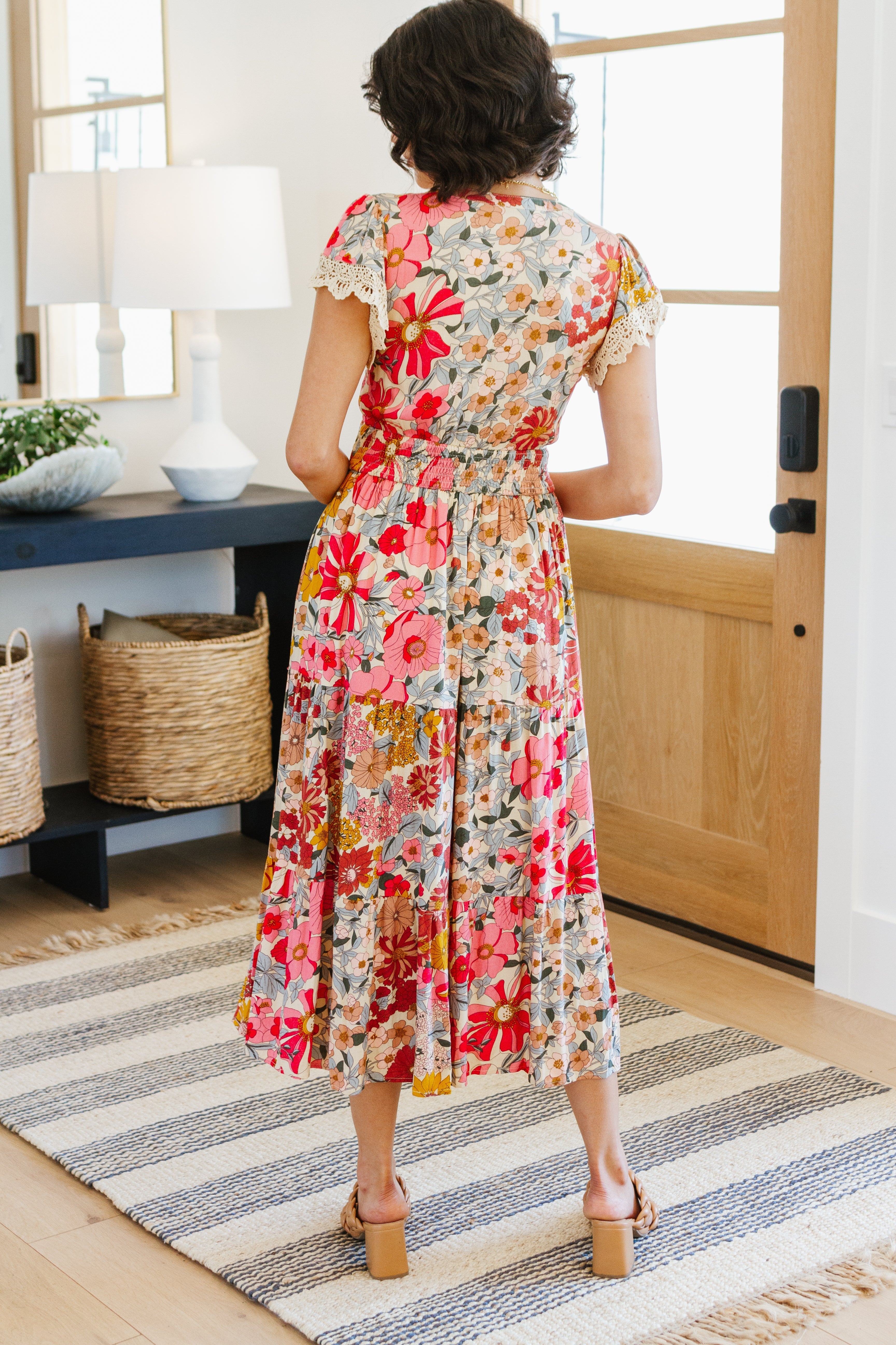 Please Don't Go Floral Midi Dress