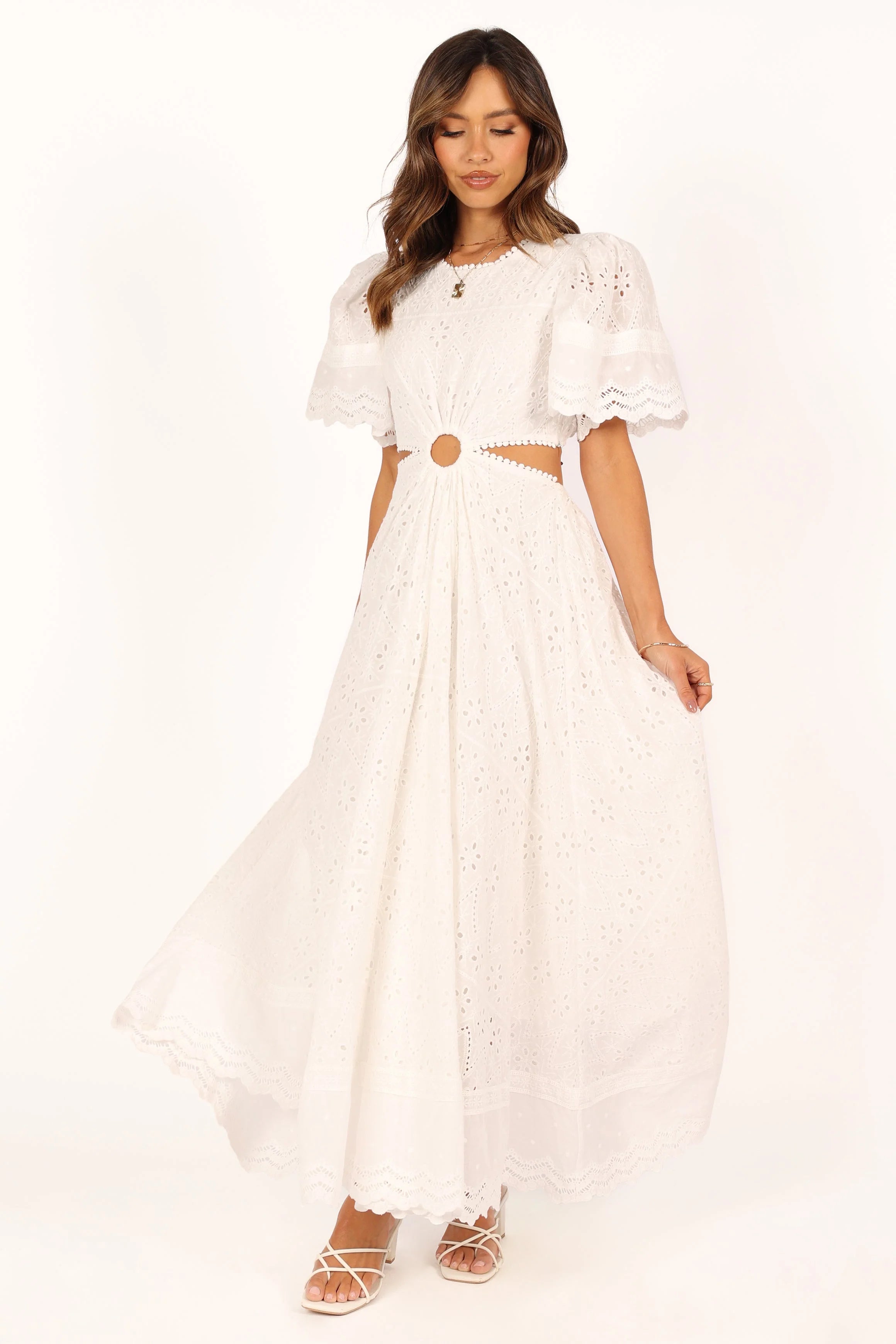 Merletto Cut Out Maxi Dress - White