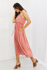 Soft & Dainty Midi Dress in French Rose