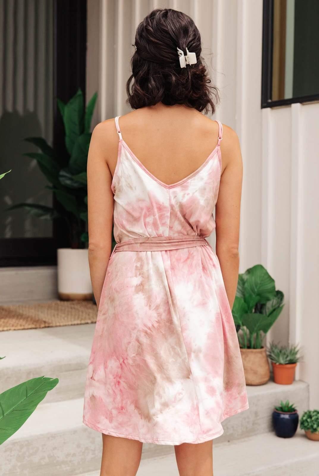 Starlet Tie Dye Dress In Dusty Pink