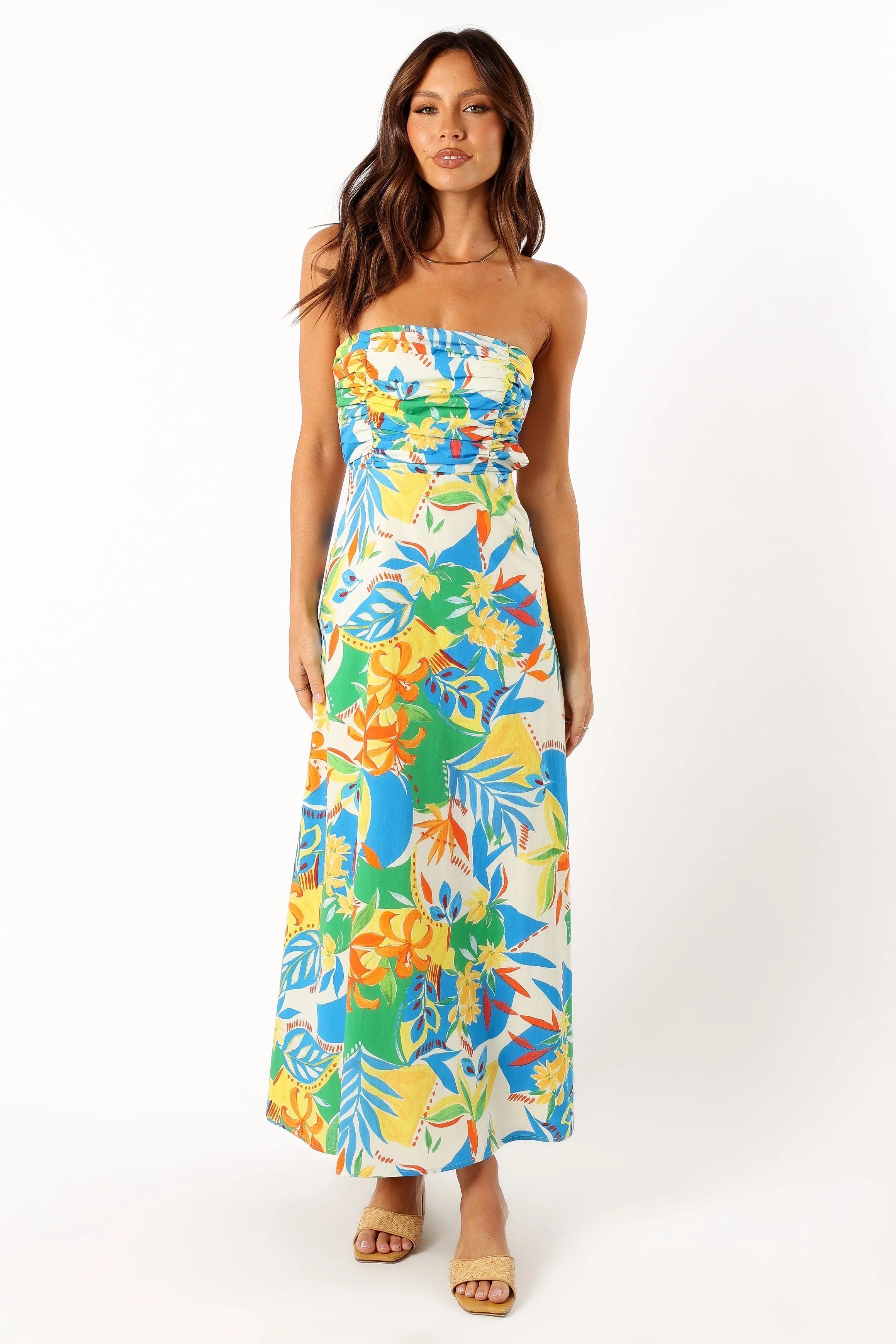 Harriet Strapless Midi Dress - Malta Print