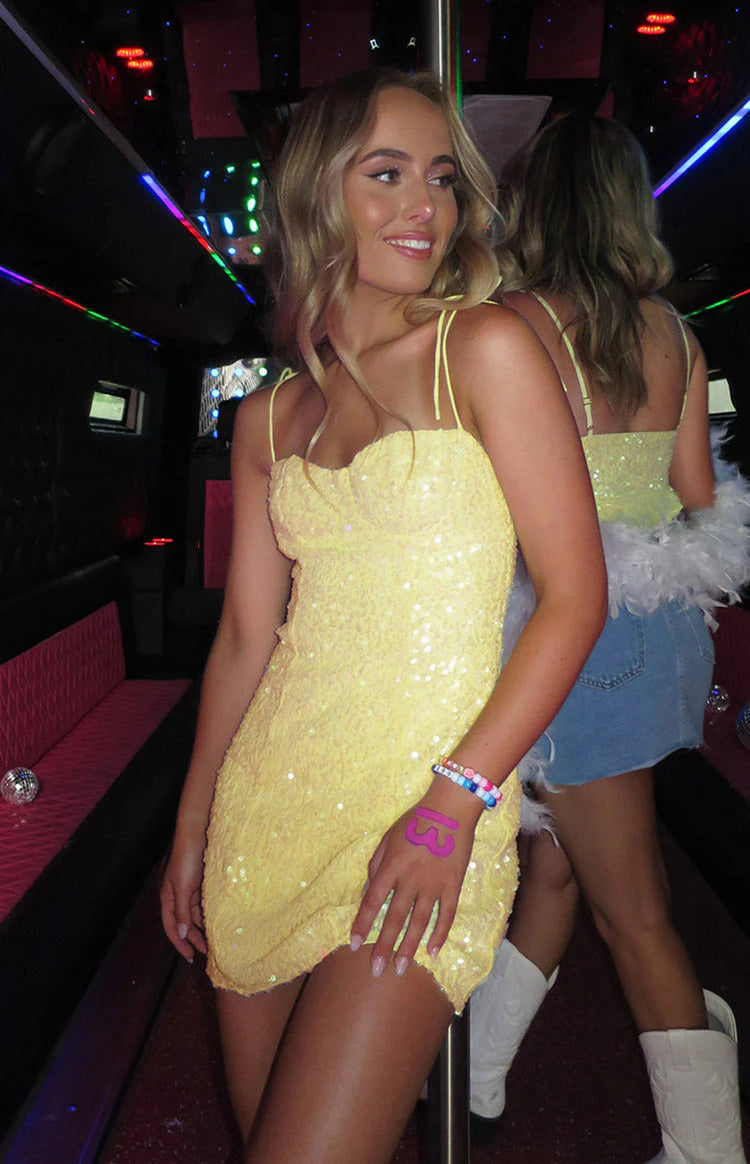 Penny Lane Yellow Sequin Mini Dress