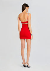 Polly crystal mini dress Fiery Red/Silver