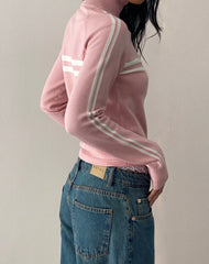 Talisa Sporty Zip Through Jacket in Knit Pink