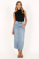 Dana Denim Midi Skirt - Blue Wash