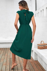 Mock Neck Tied Cap Sleeve Dress