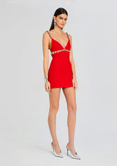 Polly crystal mini dress Fiery Red/Silver