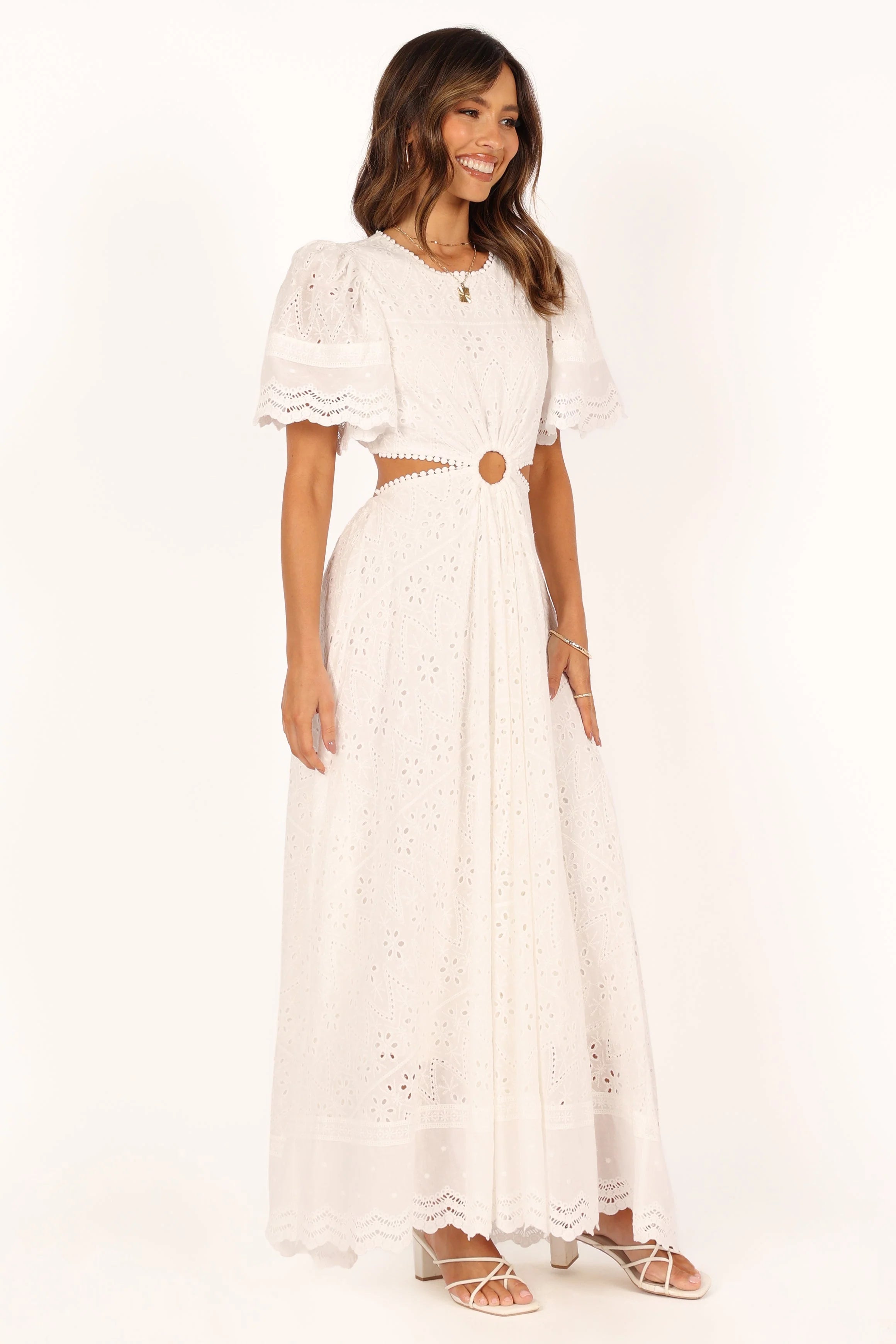 Merletto Cut Out Maxi Dress - White