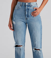 High-Rise Distressed Boyfriend Jeans